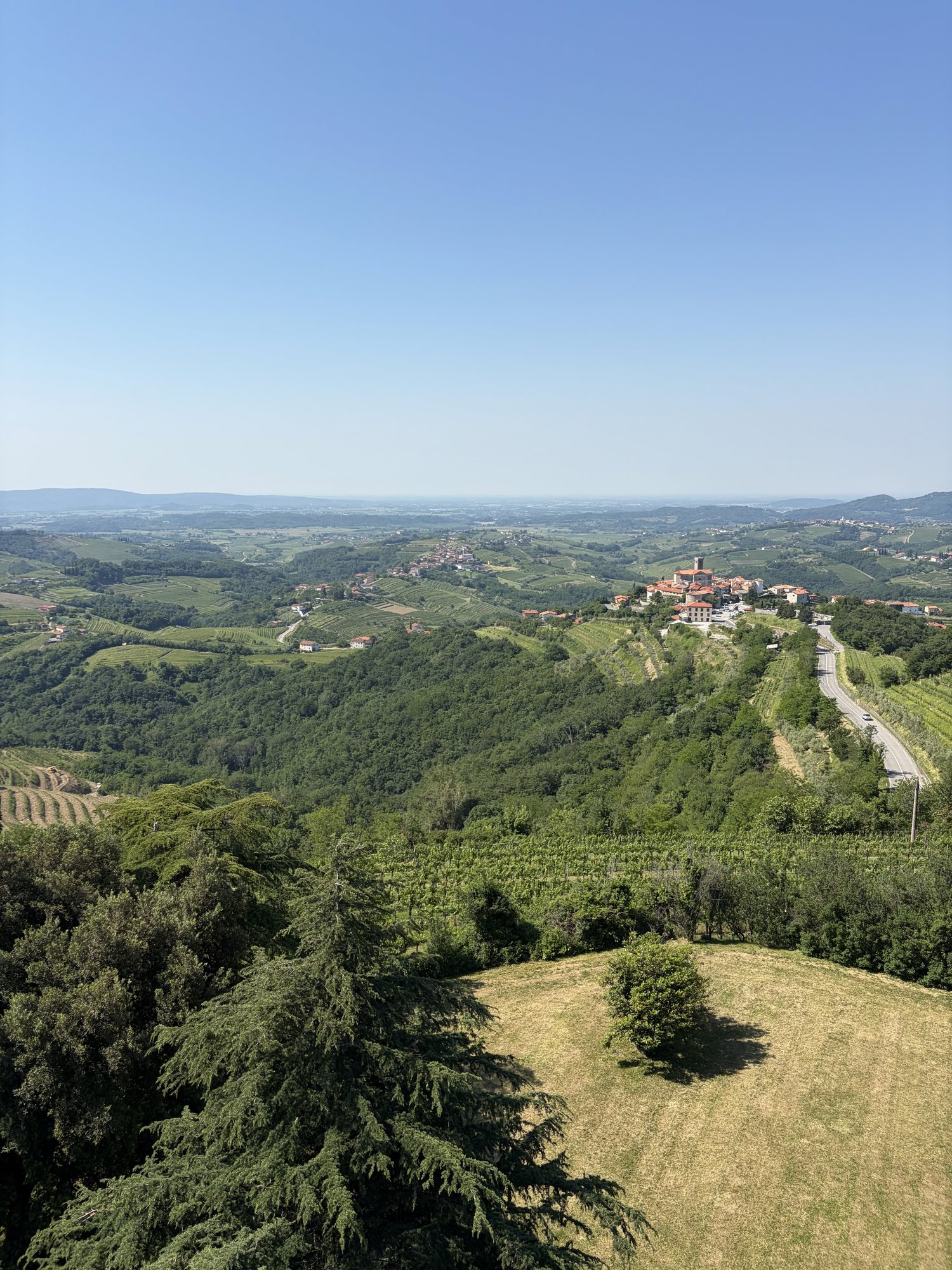 View across the vineyards and hilltop villages of Goriska Brda